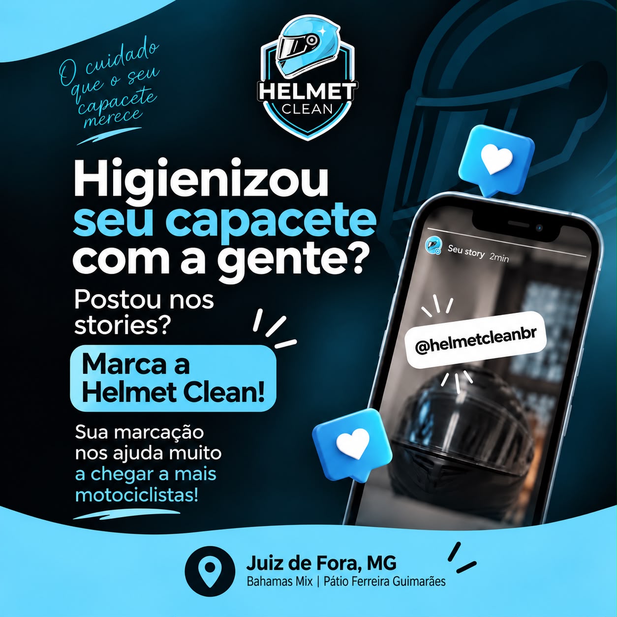 Campanha da comunidade Helmet Clean no Instagram